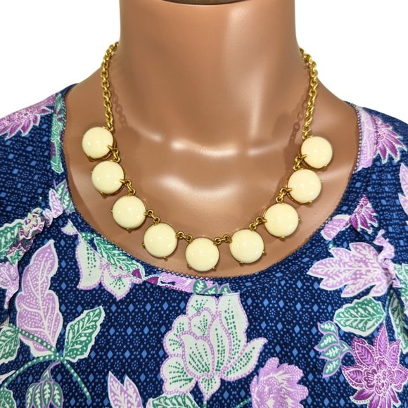 J. Crew Jewelry - J.Crew Statement Fashion Necklace Gold Tone Ivory Round Bauble Gems 20" Length
